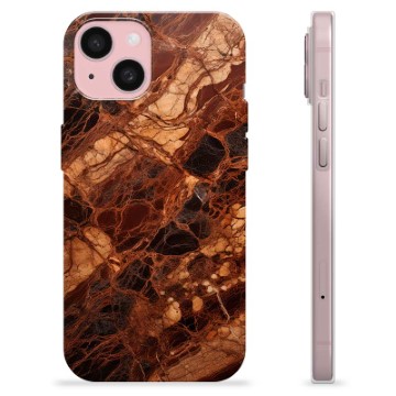 Etui TPU - iPhone 15 - Bursztynowy Marmur