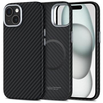 Plastikowe etui iPhone 15 Tech-Protect Ion Carbon - kompatybilne z MagSafe - czarny / srebrny