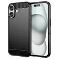 Szczotkowane Etui z TPU do iPhone 16 - Włókno Węglowe