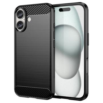 Szczotkowane Etui z TPU do iPhone 16 - Włókno Węglowe