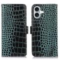 iPhone 16 Skórzane Etui z Portfelem Crocodile z RFID