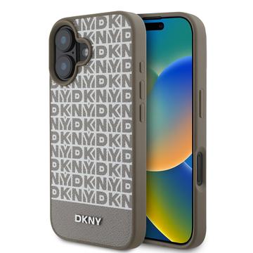 Etui iPhone 16 DKNY Repeat Pattern Bottom Stripe - kompatybilne z MagSafe - brązowe