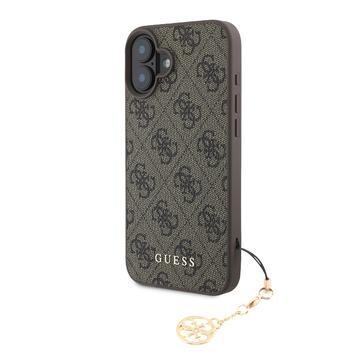 iPhone 16 Hybrydowe Etui Guess 4G Charms Collection - Brązowe