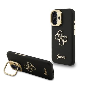 iPhone 16 Guess Grained 4G Logo Obudowa statywu do aparatu fotograficznego - czarny