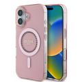 iPhone 16 Guess IML Rhinestones Ring Etui - kompatybilny z MagSafe - różowy