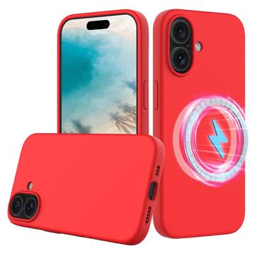 iPhone 16 Etui z Płynnego Silikonu - kompatybilne z MagSafe - Czerwień