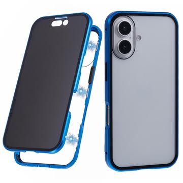 iPhone 16 Magnetyczne Etui z Hartowanym Szkłem - Prywatyzująca - Błękit
