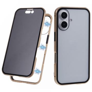 iPhone 16 Magnetyczne Etui z Hartowanym Szkłem - Prywatyzująca - Złoto