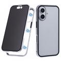 iPhone 16 Magnetyczne Etui z Hartowanym Szkłem - Prywatyzująca - Srebrny