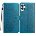 iPhone 16 Etui z Portfelem z Serii Mandala - Błękit
