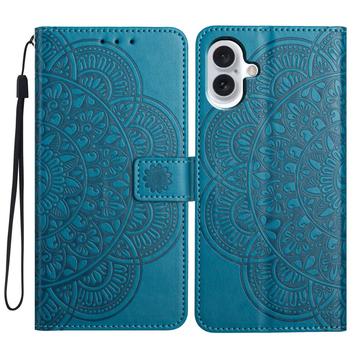 iPhone 16 Etui z Portfelem z Serii Mandala - Błękit
