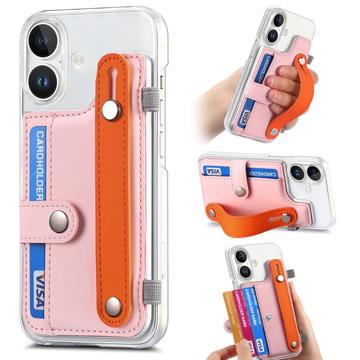 Plastikowe etui CY1 na iPhone 16 - miejsce na kartę, pasek na rękę, podpórka