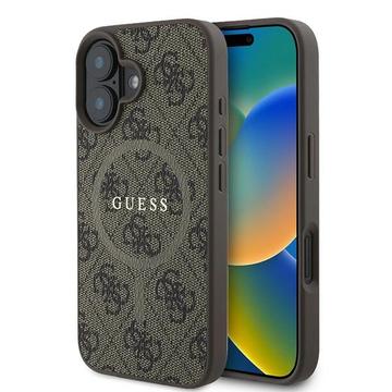 iPhone 16 Plus Guess 4G Kolorowe etui na pierścień - kompatybilny z MagSafe - brązowy