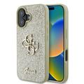 iPhone 16 Plus Etui Guess Fixed Glitter 4G Metal Logo - Złoto