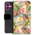 Etui Portfel Premium - iPhone 16 Plus - Różowe Kwiaty