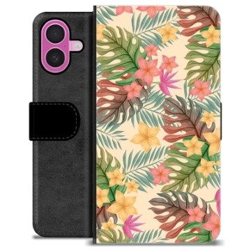 Etui Portfel Premium - iPhone 16 Plus - Różowe Kwiaty