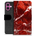Etui Portfel Premium - iPhone 16 Plus - Czerwony Marmur