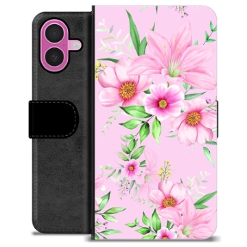 Etui Portfel Premium - iPhone 16 Plus - Kwiaty Akwarelowe
