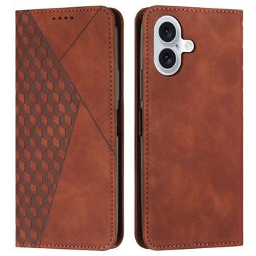 iPhone 16 Plus Etui portfelowe z wzorem rombów z magnetycznym zamknięciem