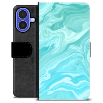 Etui Portfel Premium - iPhone 16 - Błękitny Marmur