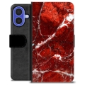 Etui Portfel Premium - iPhone 16 - Czerwony Marmur