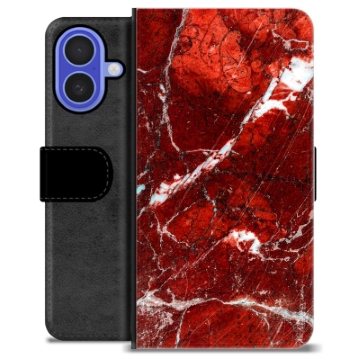 Etui Portfel Premium - iPhone 16 - Czerwony Marmur