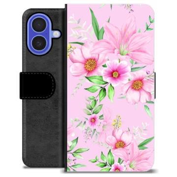 Etui Portfel Premium - iPhone 16 - Kwiaty Akwarelowe