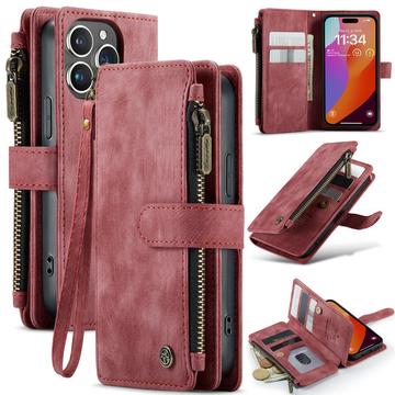 iPhone 16 Pro Wielofunkcyjne Etui-Portfel Caseme C30 - Czerwień