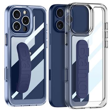 Przezroczyste etui na iPhone 16 Pro z silikonowym paskiem na rękę - niebieskie
