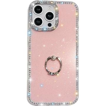 iPhone 16 Pro CrystalGlow Hybrydowe etui z uchwytem na pierścionek - różowy