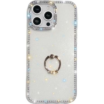 iPhone 16 Pro CrystalGlow Hybrydowe etui z uchwytem na pierścień - biały