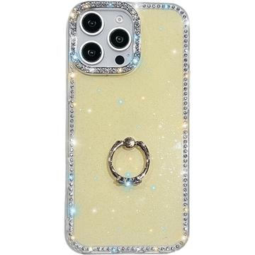 iPhone 16 Pro CrystalGlow Hybrydowe etui z uchwytem na pierścień - żółty