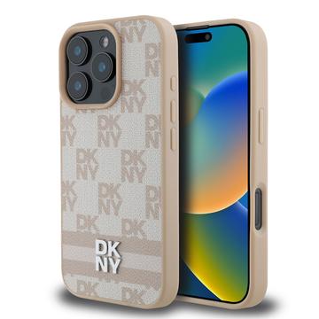 iPhone 16 Pro Etui DKNY Wzór w kratkę i paski - różowe