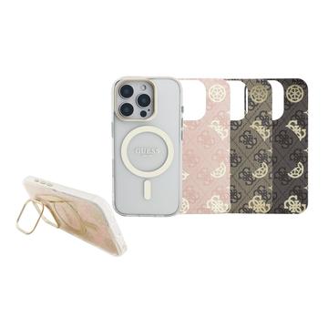 iPhone 16 Pro Guess Electroplated Stand Camera Frame MagSafe Case z wymiennymi tłami