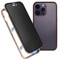 iPhone 16 Pro Magnetyczne Etui z Hartowanym Szkłem - Prywatyzująca - Złoto