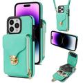 Uniwersalne etui  iPhone 16 Pro Max z portfelem i paskiem - miętowe