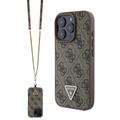 iPhone 16 Pro Max Guess 4G Strass Triangle Metal Logo Etui z Crossbody Ramię