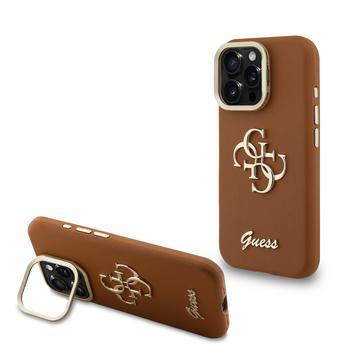 iPhone 16 Pro Max Guess Grained 4G Logo Obudowa statywu do aparatu fotograficznego - brązowy