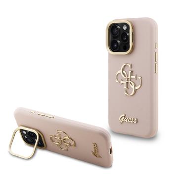 iPhone 16 Pro Max Guess Grained 4G Logo Obudowa statywu do aparatu fotograficznego - różowy