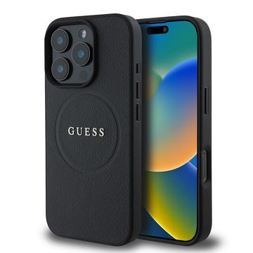 iPhone 16 Pro Max Guess Grained Classic Logo Obudowa hybrydowa - kompatybilny z MagSafe - czarny