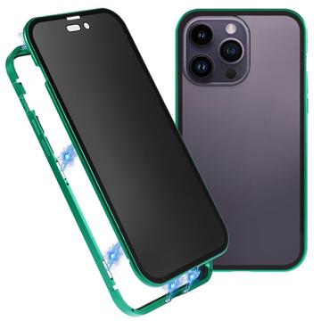 iPhone 16 Pro Max Magnetyczne Etui z Hartowanym Szkłem - Prywatyzująca - Zieleń