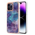 iPhone 16 Pro Max Galwanizowane Etui IMD z TPU z Deseniem Marmuru