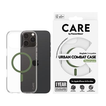 iPhone 16 Pro Max PanzerGlass Care Transparent Urban Combat Case - kompatybilny z MagSafe - zielony