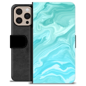 Etui Portfel Premium - iPhone 16 Pro Max - Błękitny Marmur
