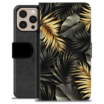 Etui Portfel Premium - iPhone 16 Pro Max - Złote Liście