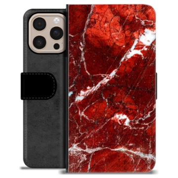 Etui Portfel Premium - iPhone 16 Pro Max - Czerwony Marmur