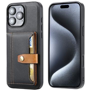 iPhone 16 Pro Max Retro Style Etui z Portfel - Czarne
