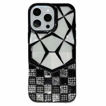Etui iPhone 16 Pro Max z geometrycznym wzorem diamentu - czarne