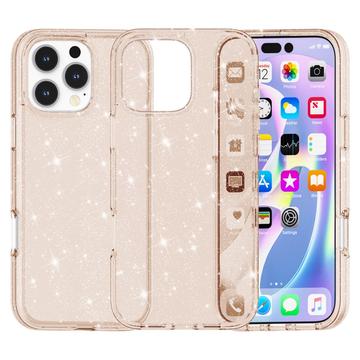 iPhone 16 Pro Max Hybrydowe Etui Stylish Glitter Series - Złoto