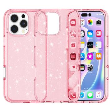 iPhone 16 Pro Max Hybrydowe Etui Stylish Glitter Series - Róż